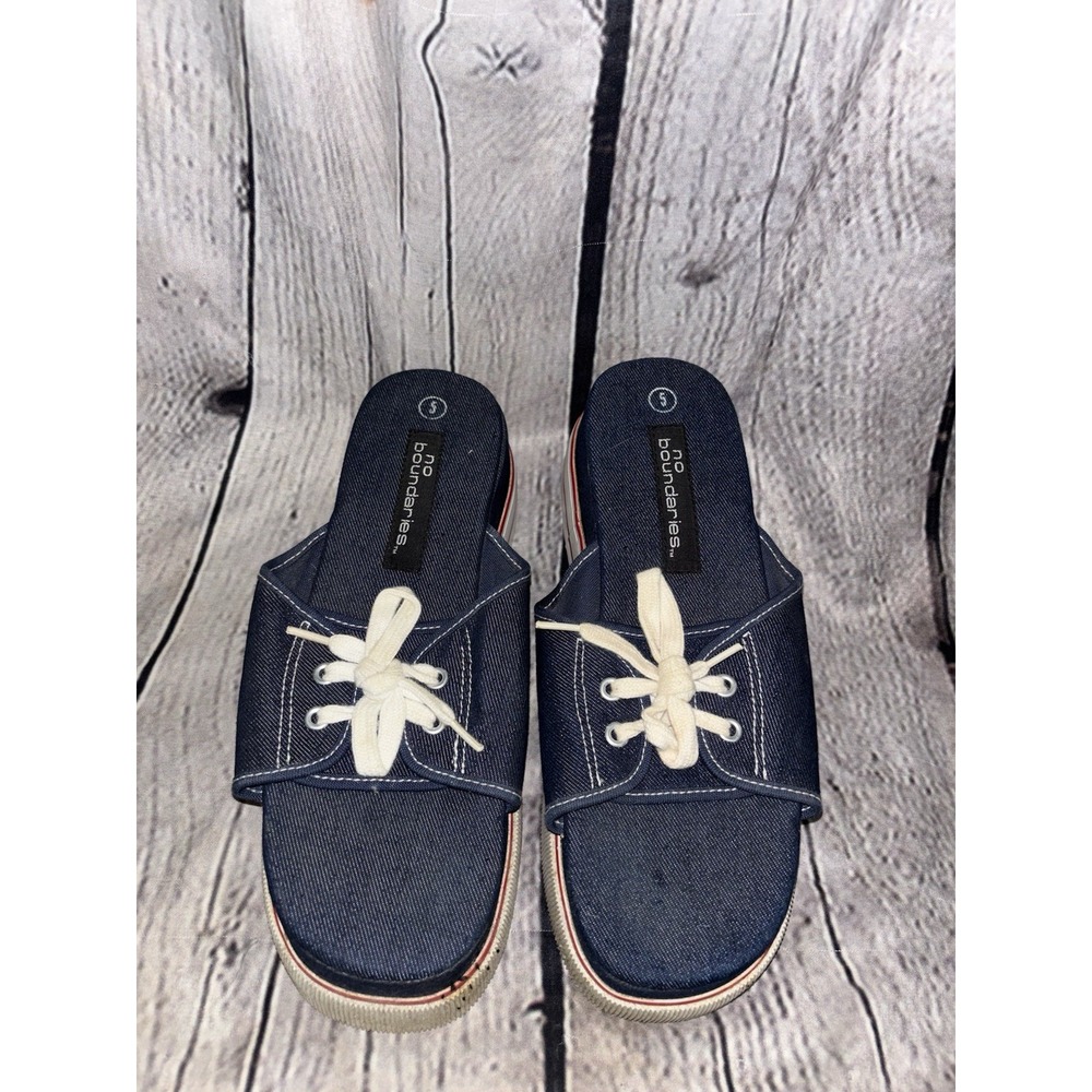 Vintage No Boundaries Denim Chunky Platform Sandals Shoes Y2K Size 8
